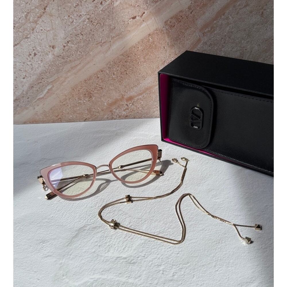 NEW Valentino VLX123-B Pink Cat Eye Chain Frames $760